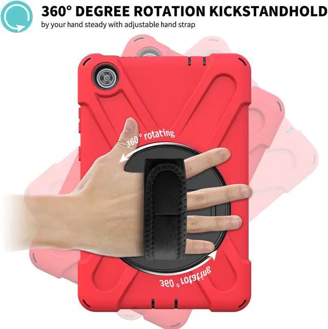 Alt view image 6 of 7 - Case for Lenovo Tab M8 HD / Tab M8 HD LTE / Smart Tab M8 Case, Heavy Duty Impact Resistant Drop Protective Shockproof Cover Multi Viewing Angles Stand Hanle Hand Strap Carrying Shoulder Strap
