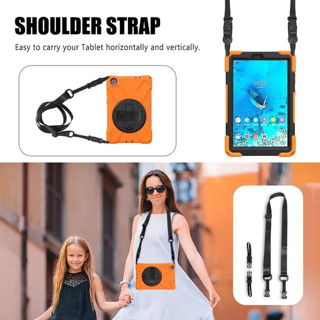 Alt view image 7 of 7 - Case for Lenovo Tab M8 HD / Tab M8 HD LTE / Smart Tab M8 Case, Heavy Duty Impact Resistant Drop Protective Shockproof Cover Multi Viewing Angles Stand Hanle Hand Strap Carrying Shoulder Strap