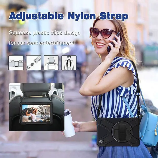 Alt view image 7 of 7 - Lenovo Tab M8 HD / Tab M8 HD LTE / Smart Tab M8 Case, Rugged Heavy Duty Shockproof Rotating Kickstand Protective Cover for Lenovo Tab M8 HD LTE / Tab M8 HD / Smart Tab M8 w/ Stand Hanle Shoulder Strap