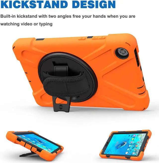 Alt view image 2 of 7 - Case for Lenovo Tab M8 HD / Tab M8 HD LTE / Smart Tab M8 Case, Heavy Duty Impact Resistant Drop Protective Shockproof Cover Multi Viewing Angles Stand Hanle Hand Strap Carrying Shoulder Strap