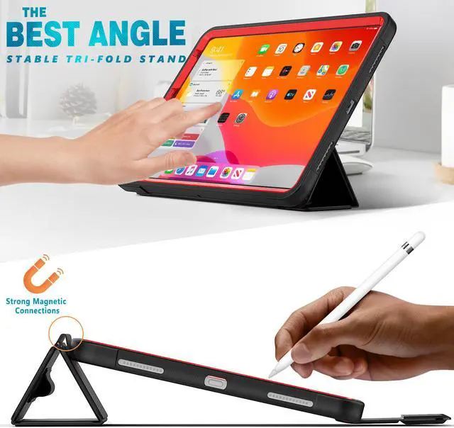 Alt view image 2 of 6 - iPad Air 4 10.9 2020 Case with Pencil Holder Smart Stand Cover with Auto Wake Sleep for iPad Air 4th Generation 10.9 Inch Model A2324 A2072 A2316 A2325