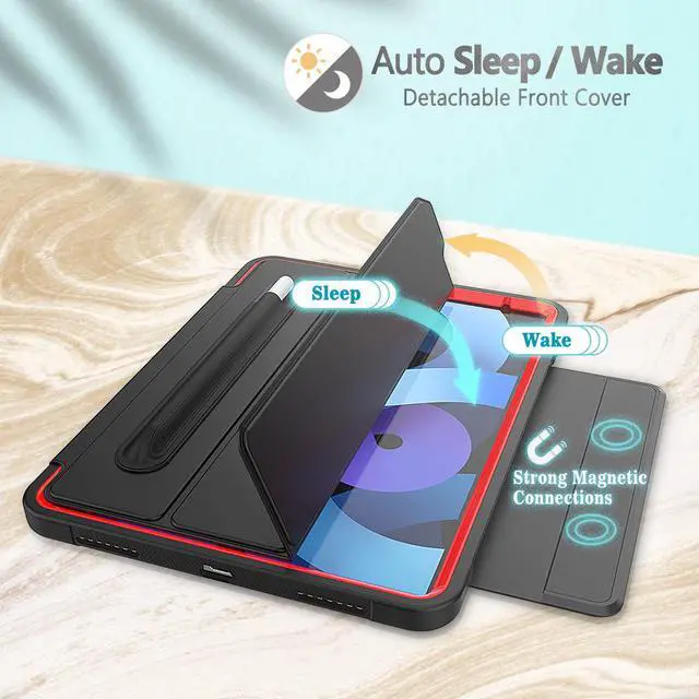Alt view image 5 of 6 - iPad Air 4 10.9 2020 Case with Pencil Holder Smart Stand Cover with Auto Wake Sleep for iPad Air 4th Generation 10.9 Inch Model A2324 A2072 A2316 A2325