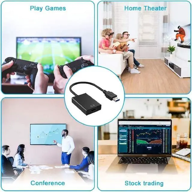 Alt view image 6 of 7 - USB to HDMI Adapter USB3.0 / 2.0 to HDMI 1080P Video Audio Graphics Converter, Multi-Display Video Converter for Desktop Laptop PC Windows 7/8/10/XP