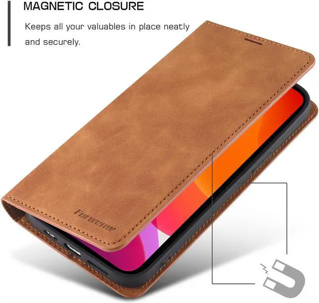 Alt view image 4 of 7 - Case for iPhone 12 Pro Max Premium PU Leather Cover TPU Bumper with Card Holder Kickstand Hidden Magnetic Adsorption Shockproof Flip Wallet Case for iPhone 12 Pro Max 6.7 inch