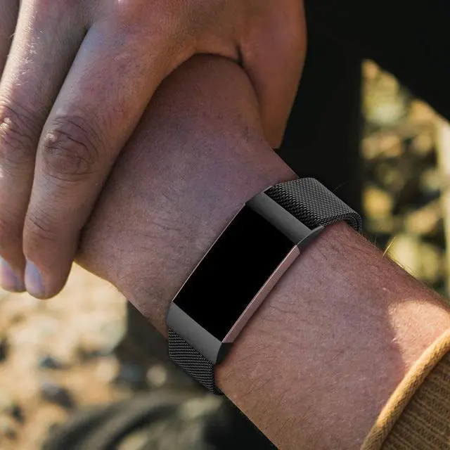 Alt view image 7 of 7 - Compatible with Fitbit Charge 4 Bands for Women Men, Stainless Steel Mesh Magnetic Metal Band Replacement for Fitbit Charge 4 / Charge 3 / Charge 3 SE