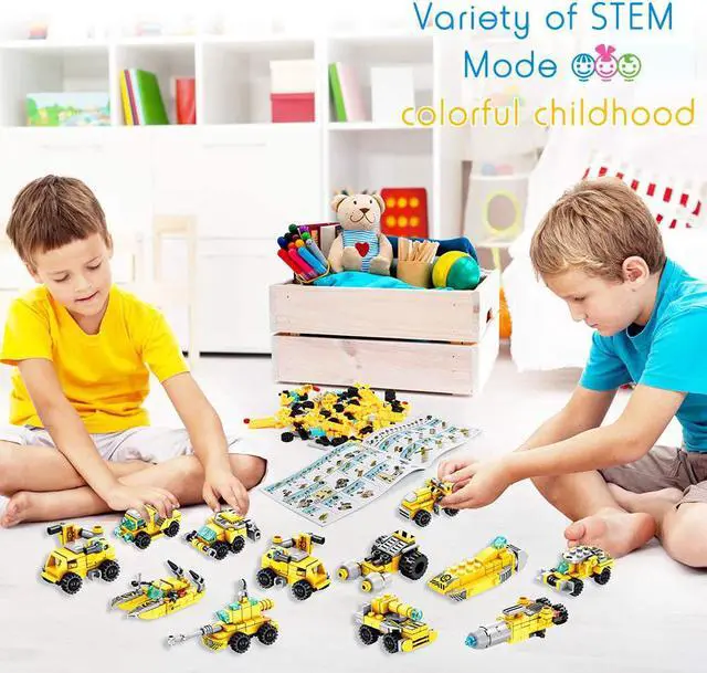 Alt view image 2 of 7 - STEM Building Toys for Kids, 566PCS Construction Truck Blocks Toys for 6 Years Old Boys, 25-in-1 Educational Building Sets, Best Festival Gifts for Boys Girls Aged 6 7 8 9 10 11 12 Yr Old