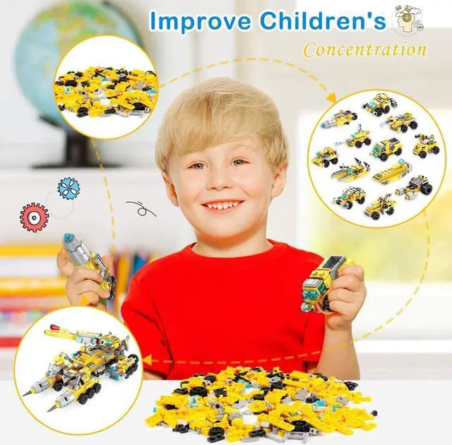 Alt view image 5 of 7 - STEM Building Toys for Kids, 566PCS Construction Truck Blocks Toys for 6 Years Old Boys, 25-in-1 Educational Building Sets, Best Festival Gifts for Boys Girls Aged 6 7 8 9 10 11 12 Yr Old