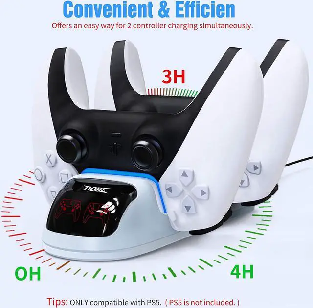 Alt view image 2 of 7 - Charger for PS5 Controller, Dual USB Controller Charger Fast Charging Station, Lightweight & Portable Charging Dock Stand Fit Sony PS5 Controller, White