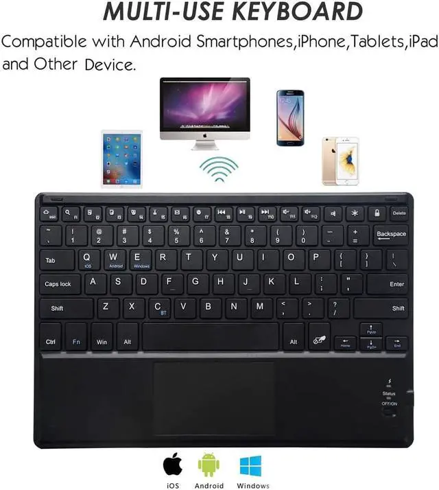 Alt view image 4 of 7 - TouchPad Keyboard case for 9" 10" 10.1" 10.5" Tablets 2-in-1 Bluetooth Wireless Keyboard with Touchpad & Leather Folio Cover