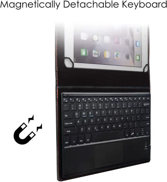 Alt view image 6 of 7 - TouchPad Keyboard case for 9" 10" 10.1" 10.5" Tablets 2-in-1 Bluetooth Wireless Keyboard with Touchpad & Leather Folio Cover