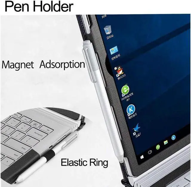 Alt view image 3 of 7 - Case for Microsoft Surface Book 3 / Book 2 15 inch PU Leather Detachable Protective Folio Cover with Pen Holder for 15 Inch Microsoft Surface Book 3 / 2