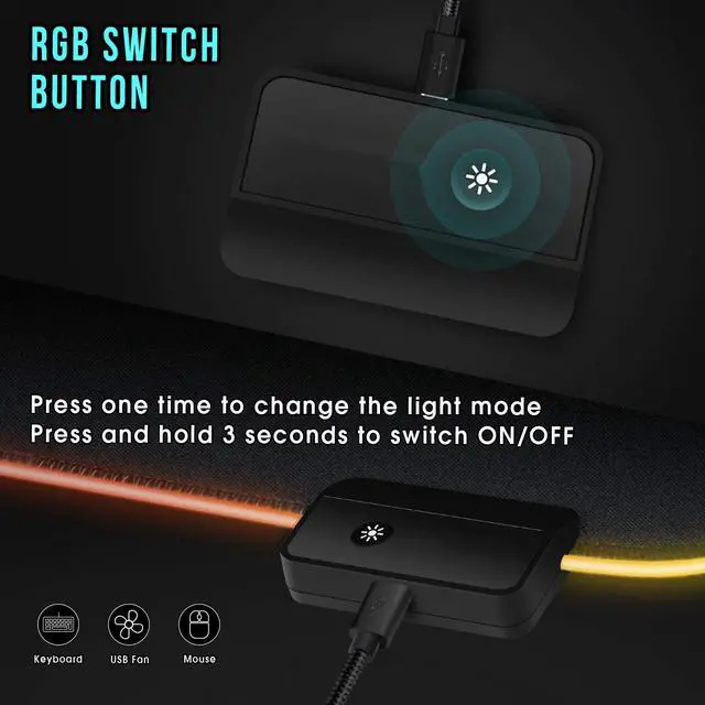 Alt view image 6 of 7 - Large RGB Gaming Mouse Pad - 14 Light Modes Extended Computer Keyboard Mat with Durable Stitched Edges and Non-Slip Rubber Base, High-Performance Mouse Pad Optimized for Gamer 31.5X11.8 inch