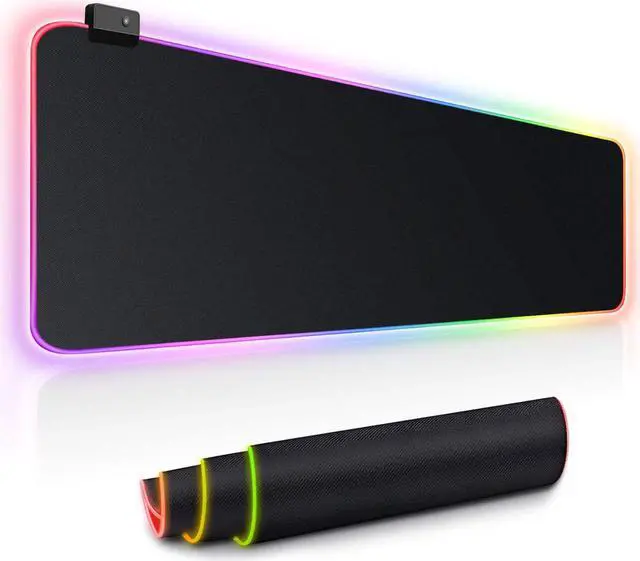 Main image of Large RGB Gaming Mouse Pad - 14 Light Modes Extended Computer Keyboard Mat with Durable Stitched Edges and Non-Slip Rubber Base, High-Performance Mouse Pad Optimized for Gamer 31.5X11.8 inch