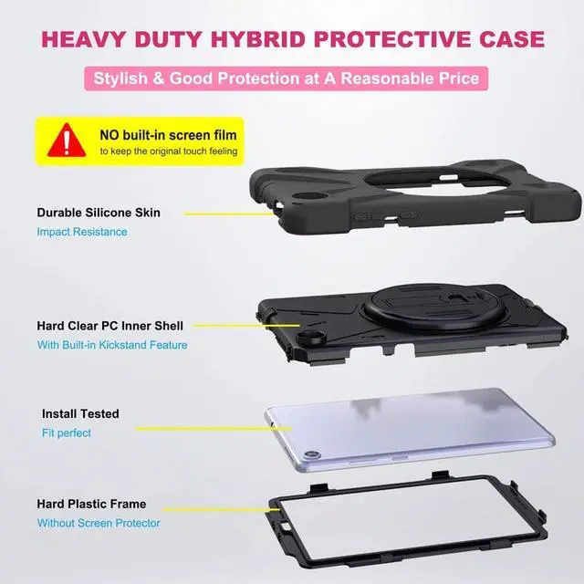 Alt view image 6 of 7 - Lenovo Tab M8 FHD Case 2020 Model TB-8705F / TB-8705N with Kickstand Hand Strap and Shoulder Strap Cover for Lenovo Tab M8 8.0 inch FHD 8.0 Inch Tablet