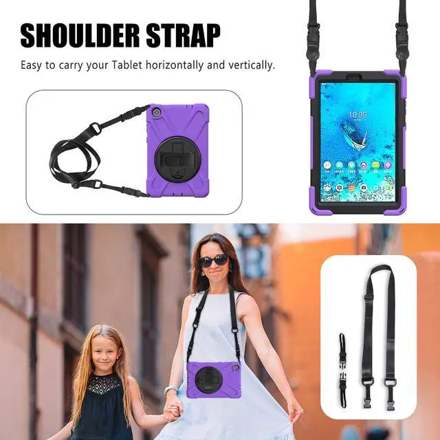 Alt view image 2 of 7 - Lenovo Tab M8 FHD Case 2020 Mdoel TB-8705F / TB-8705N with Kickstand Hand Strap and Shoulder Strap Cover for Lenovo Tab M8 8.0 inch FHD 8.0 Inch Tablet