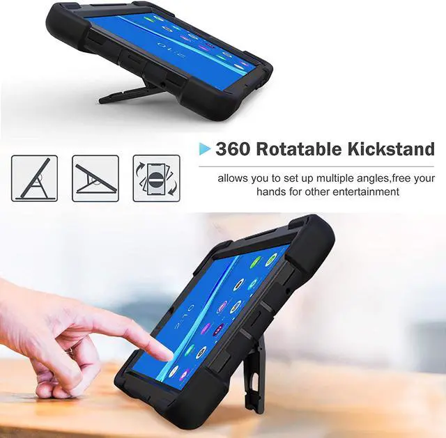 Alt view image 5 of 7 - Lenovo Tab M10 FHD Plus Case 10.3 Inch 2020 2nd Generation, Rugged Heavy Duty Shockproof Rotating Kickstand Protective Cover for Lenovo Tab M10 Plus Model TB-X606F TB-X606X 10.3" FHD Tablet 2020