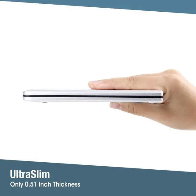 Alt view image 2 of 7 - External CD DVD Drive USB 3.0 Type-C Slim Aluminum Portable DVD/CD ROM +/-RW Optical Drive Burner Writer for MacBook Pro/ Air, iMac, Windows/ Linux/ Mac Laptop Desktop, Silver