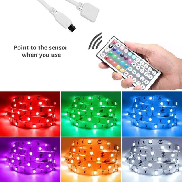 Alt view image 3 of 7 - 50ft LED Strip Lights, Ultra-Long RGB 5050 LED Strips with Remote Controller and Fixing Clips, Color Changing Tape Light with 12V ETL Listed Adapter for Bedroom, Room, Kitchen, Bar