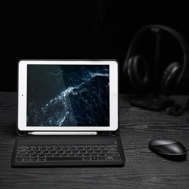 Alt view image 7 of 7 - Backlight Keyboard Case with Mouse for iPad 9.7 2018 (6th Gen) / iPad 2017 (5th Gen) / iPad Pro 9.7 / Air/Air 2, Removable Bluetooth Keyboard Mouse Combo with Protective Case