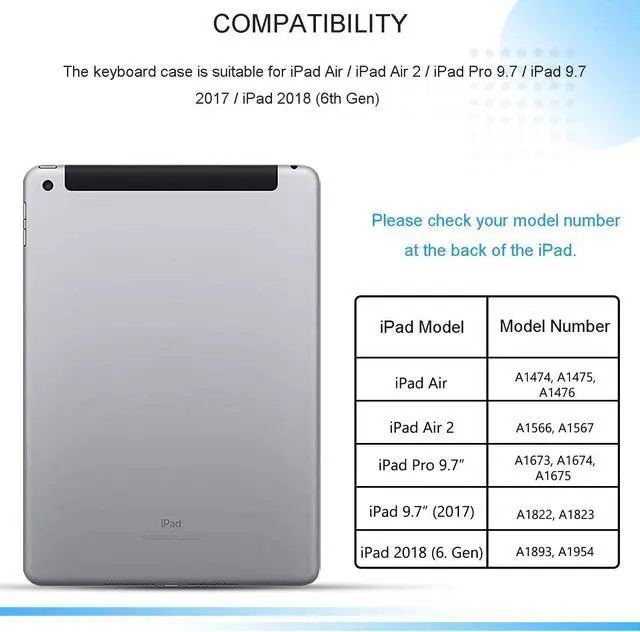 Alt view image 2 of 7 - Backlight Keyboard Case with Mouse for iPad 9.7 2018 (6th Gen) / iPad 2017 (5th Gen) / iPad Pro 9.7 / Air/Air 2, Removable Bluetooth Keyboard Mouse Combo with Protective Case