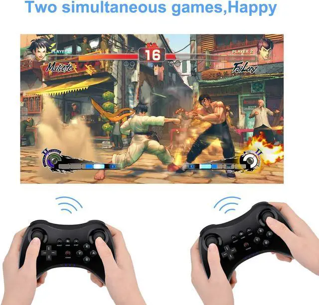 Alt view image 4 of 7 - Controller for Wii U Wireless Pro Controller Bluetooth Gamepad Connected to Wii U Console Dual Analog Joystick