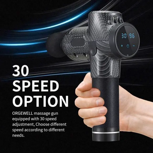 Alt view image 2 of 6 - Massage Gun, 30 speeds Muscle Massager Gun Deep Tissue LCD Screen, Purewave Massage Gun 7 Heads, Percussion Massager Handheld for Persinal, Athletes, Back, Fascia, Neck, Shoudler