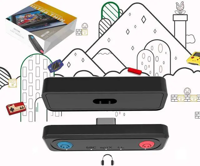 Alt view image 6 of 6 - Switch Bluetooth Adapter for PS4, PC, Nintendo Switch Lite Bluetooth Adapter, Support Dual Stream-Two Sound and Mic Speak. APTX Technology Supply Low Lag and Quality Voice for Switch Adapter