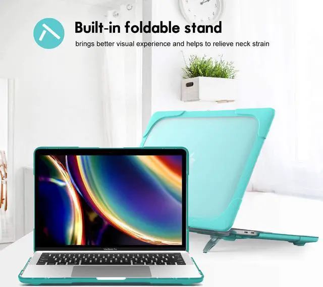 Alt view image 5 of 7 - MacBook Pro 13 Inch Case 2020 M1 A2338/ A2289/ A2251, Heavy Duty Slim Hard Shell Dual Layer Protective Cover with Fold Kickstand & Keyboard Cover for MacBook Pro New 13-inch Retina with Touch ID