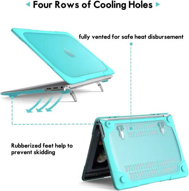 Alt view image 6 of 7 - MacBook Pro 13 Inch Case 2020 M1 A2338/ A2289/ A2251, Heavy Duty Slim Hard Shell Dual Layer Protective Cover with Fold Kickstand & Keyboard Cover for MacBook Pro New 13-inch Retina with Touch ID
