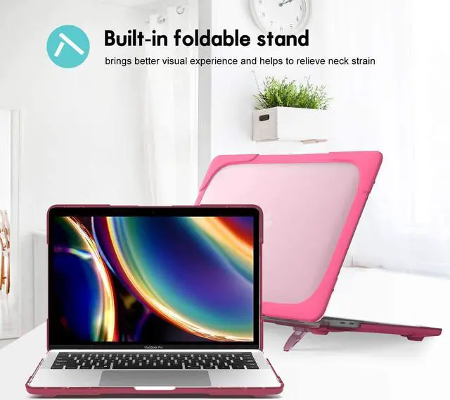 Alt view image 6 of 7 - MacBook Pro 13 Inch Case 2020 M1 A2338/ A2289/ A2251, Heavy Duty Slim Hard Shell Dual Layer Protective Cover with Fold Kickstand & Keyboard Cover for MacBook Pro New 13-inch Retina with Touch ID