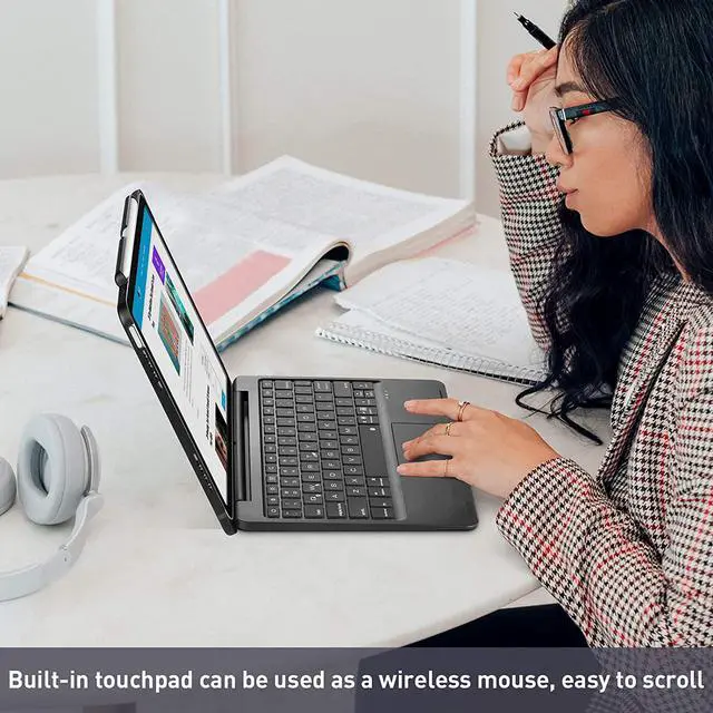 Alt view image 6 of 7 - Touchpad Keyboard Case for iPad Pro 11 inch 2018 2020 2021 / iPad Air 4 10.9 inch 2020 / iPad Air 5 10.9 2022 - Wireless Bluetooth - with Pencil Holder - Rainbow Backlight