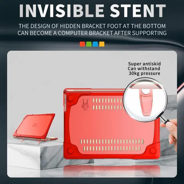 Alt view image 3 of 4 - Microsoft Surface Laptop Go 12.4 inch Case Heavy Duty Hard Shell Protective Cover with Fold Kickstand for  Surface Laptop Go 12.4"