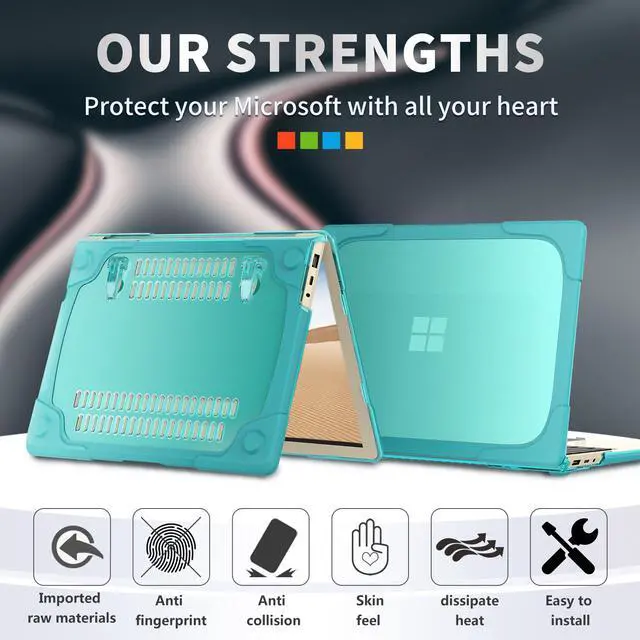 Alt view image 4 of 7 - Microsoft Surface Laptop Go 12.4 inch Case Heavy Duty Hard Shell Protective Cover with Fold Kickstand for  Surface Laptop Go 12.4"