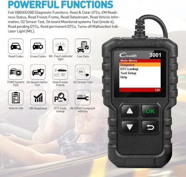 Alt view image 2 of 7 - OBD 2 CAR Code Reader professional automotive scanner LAUNCH X431 CR3001 Support Full OBDII / EOBD Launch Creader