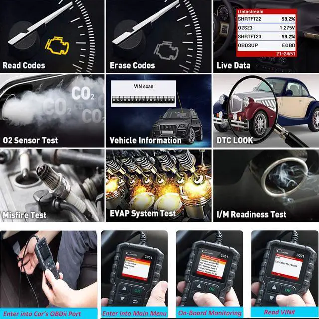 Alt view image 3 of 7 - OBD 2 CAR Code Reader professional automotive scanner LAUNCH X431 CR3001 Support Full OBDII / EOBD Launch Creader