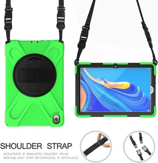Alt view image 2 of 5 - Case for Huawei MediaPad M5 10.8 / M5 Pro 10.8, Full Body Heavy Duty Shockproof Protective Cover with Stand, Handle Hand Strap & Shoulder Strap for MediaPad M5 / M5 Pro 10.8 inch 2018