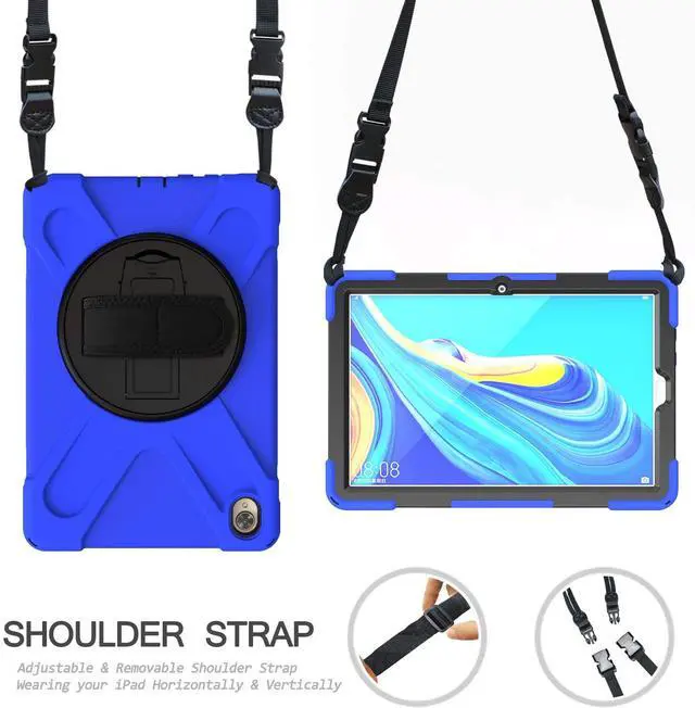 Alt view image 3 of 5 - Case for Huawei MediaPad M5 10.8 / M5 Pro 10.8, Full Body Heavy Duty Shockproof Protective Cover with Stand, Handle Hand Strap & Shoulder Strap for MediaPad M5 / M5 Pro 10.8 inch 2018
