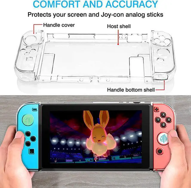 Alt view image 3 of 7 - Carrying Case Accessories Kit Compatible with Nintendo Switch, Storage Case with Hard Clear Cover, Screen Protectors, Silicone Case for Joy-Con, Adjustable Stand and Thumb Grip Caps 11 in 1