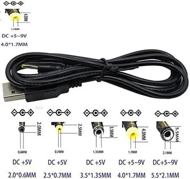 Alt view image 2 of 7 - USB to DC 4.0 mm x 1.7mm 5V DC Barrel Jack Power Cable Charger Cord