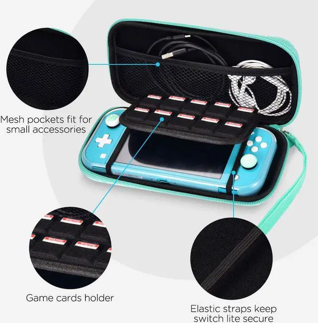 Alt view image 2 of 7 - Switch Lite Accessories Kit, Accessories Bundle with Carrying Case, Protective Cover case, 2-Pack Tempered Glass Screen Protector, 4 Thumb Grips