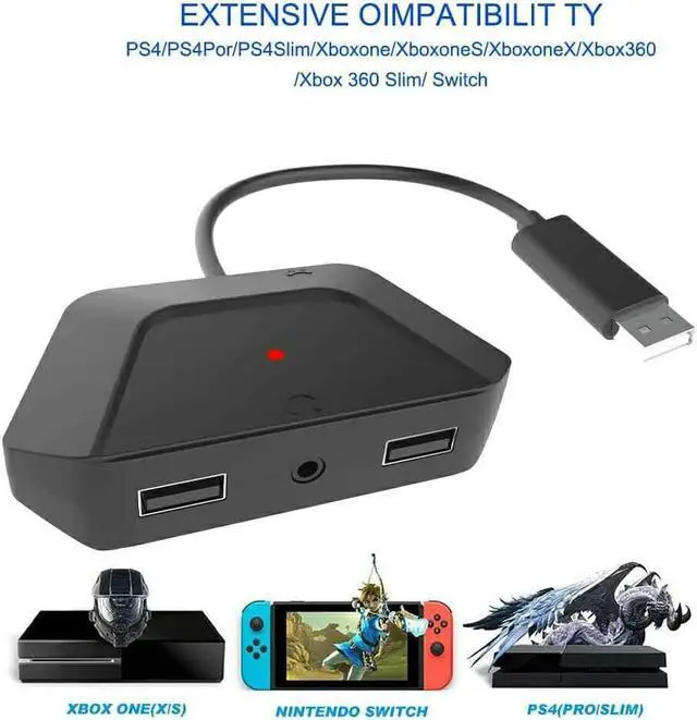 Alt view image 5 of 7 - Keyboard and Mouse Adapter with 3.5mm Audio Jack Compatible with Nintendo Switch, Xbox One, PS4, PS3. Perfect for Games Like FPS, TPS, RPG and RTS