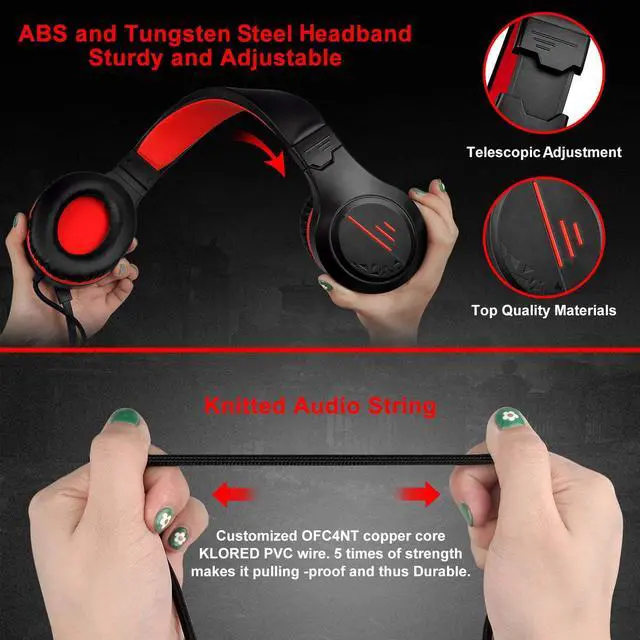 Alt view image 6 of 7 - PC Gaming Headphone with Microphone PS5 Gaming Headset with 7.1 Surround Sound Stereo for PS4 Switch,Omnidirectional Microphone Vibration LED Light,Compatible with Mac/Laptop