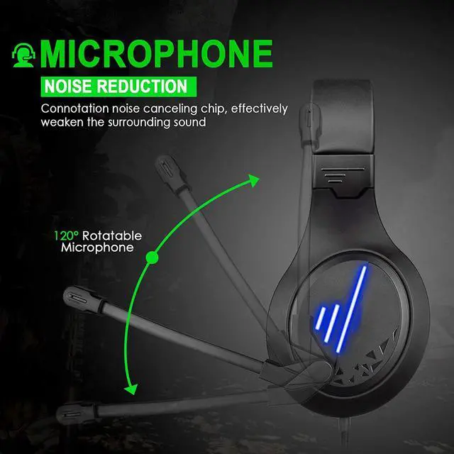 Alt view image 2 of 7 - PC Gaming Headphone with Microphone PS5 Gaming Headset with 7.1 Surround Sound Stereo for PS4 Switch,Omnidirectional Microphone Vibration LED Light,Compatible with Mac/Laptop