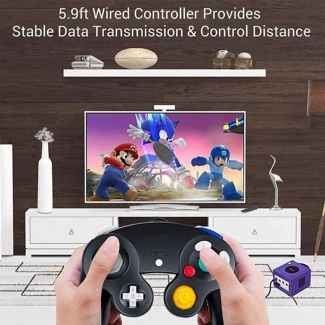 Alt view image 6 of 6 - Gamecube Controller Wired Controllers Classic Gamepad 2 Pack Joystick for Nintendo and Wii Console Game Remote
