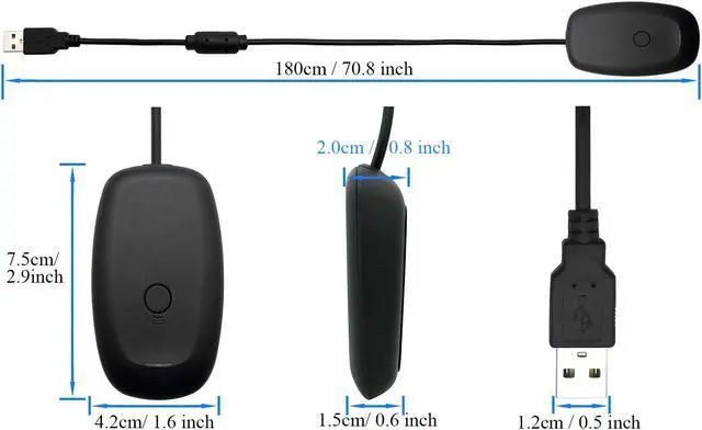 Alt view image 3 of 7 - Wireless USB Gaming Receiver Adapter for Microsoft Xbox One 360 Controllers, Desktop PC Laptop Gaming Adapter for Windows PC