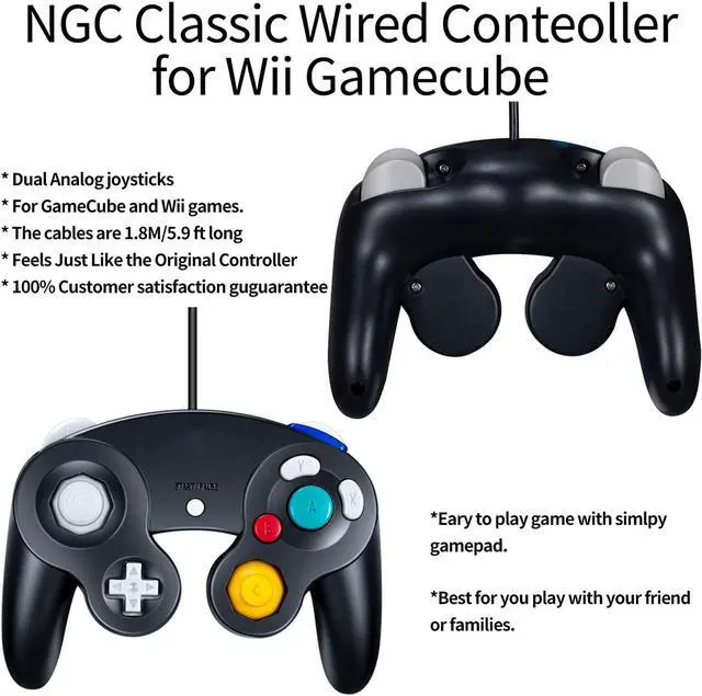 Alt view image 4 of 6 - Gamecube Controller Wired Controllers Classic Gamepad 2 Pack Joystick for Nintendo and Wii Console Game Remote