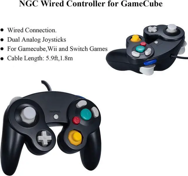 Alt view image 3 of 6 - Gamecube Controller Wired Controllers Classic Gamepad 2 Pack Joystick for Nintendo and Wii Console Game Remote