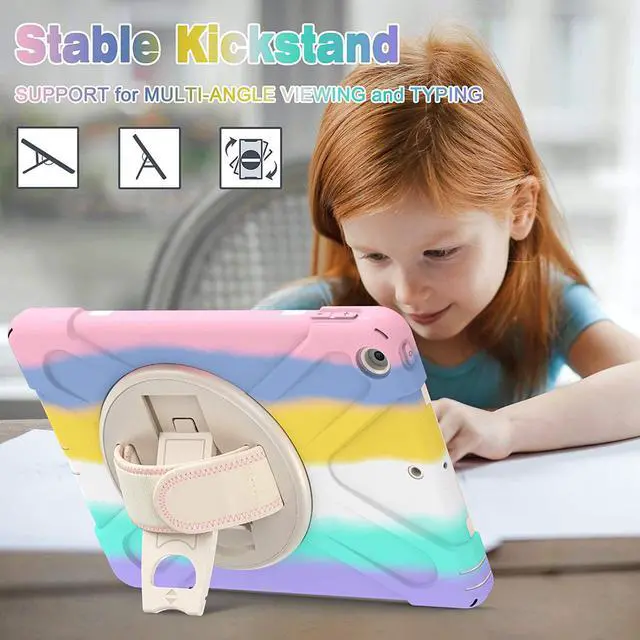 Alt view image 3 of 6 - iPad Case 6th 5th Generation Case Protective Cover with Pencil Holder, Shoulder Strap, Hand Strap, Kickstand for Apple iPad 9.7 inch 2018 2017