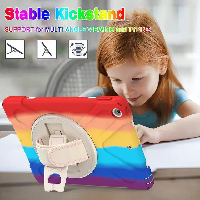 Alt view image 3 of 6 - iPad Case 6th 5th Generation Case Protective Cover with Pencil Holder, Shoulder Strap, Hand Strap, Kickstand for Apple iPad 9.7 inch 2018 2017