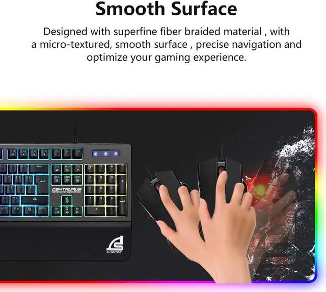 Alt view image 5 of 7 - 10W Wireless Charger Extended Mouse Pad , Soft LED Gaming Keyboard Mat Wireless Charging Large Mousepad Non Slip Rubber Base 31.5x11.8 inch